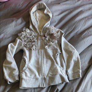 Like New Gray Girls Lace & Ribbon Hoodie 5/6